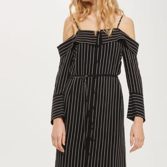 Topshop Pinstripe Midi Shirtdress - Picture 2 of 6